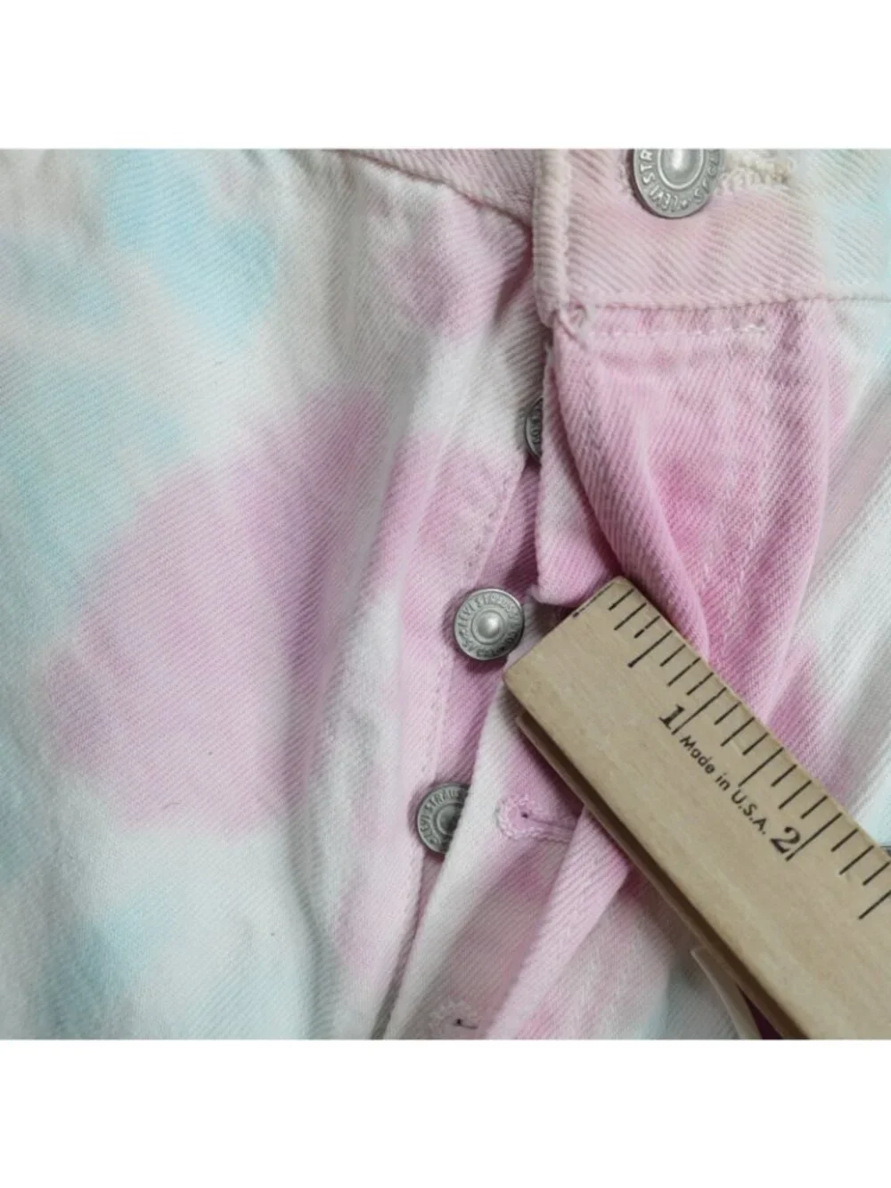 Levi's Shorts Mens 38 White Blue Denim 501 '93 Tie Dye Pride Premium NEW READ